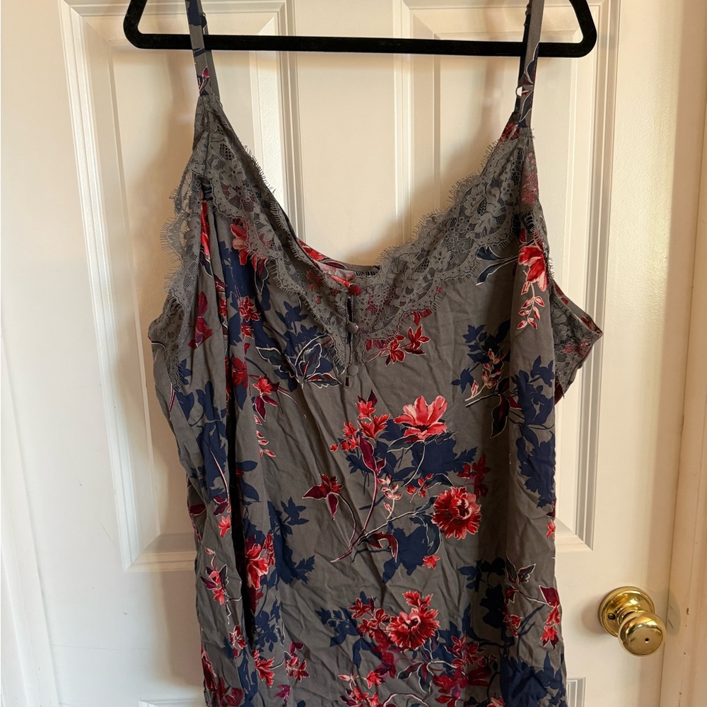 Torrid Gray Floral Camisole with Lace